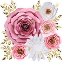 3D Rose Paper Flowers with Butterflies