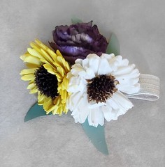 Purple Yellow Daisy Bridal Bouquet Sunflower Sola Wood Bridesmaid Wedding Flower