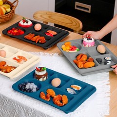 Pinkunn 8 Pcs Large 14 Inch Unbreakable Divided Plates For Kids Adults Wheat