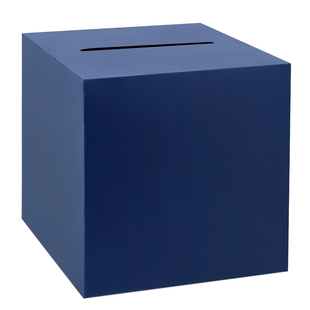 9.05 Inch Navy Blue Card Box With Slot Wedding Party Receiving Holder Decor