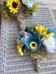 Sunflower wedding flowers package bridal bouquet decorations 7 bouquet turquoise