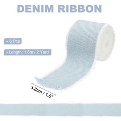 Uxcell Denim Ribbon, 6 Rolls 1.5»×2 Yard Fringe, for Light Grey