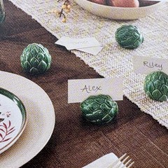 Threshold Green Artichoke Placecard Holders 4-Pack Stoneware Hosting Table Décor