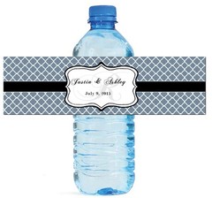 100 Slate Grey Monogram Wedding Water Bottle Labels Engagement Bridal 8″x2″