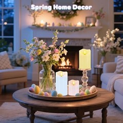 Flameless Candles Light, Set of 3 Pastel Spring LED Candles with 3 Colors