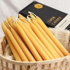 24 Pack Beeswax Taper Candles in Bulk 8 inch Tall – 8 inch-24 Pack, Yellow