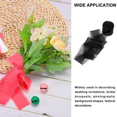 Chiffon Ribbon, 1.5″x7 Yard Silk Black Tulle Satin Fabric Ribbon,3pcs