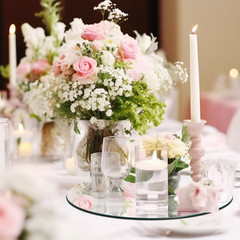 8 Pack 6″ Small round Mirror Centerpieces for Tables Decorations, 2MM Acrylic Ci