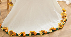 NEW 59″ Sunflower & Daisy Bouquet Blanket Handmade Crochet Flower Blanket Scarf