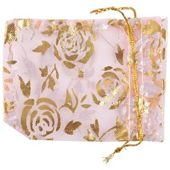 100pcs 7X9cm rose organza drawstring gift jewelry pouch hoc8945
