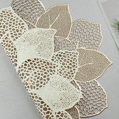 Gold Round Placemats for Dining Table Set of 6 Pressed 6Pcs, A5/Hibiscus/Gold