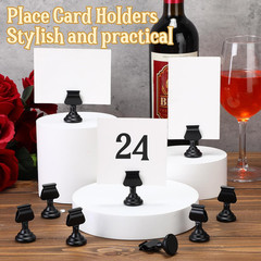 48 Pcs Wedding Table Number Holders 1.7 Inch Black Metal Mini Place Card Holders