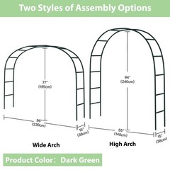 RUBFAC 94″ Metal Garden Arch Trellis for Climbing Plants Outdoor, green