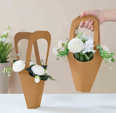 50 Pack Kraft Paper Flower Bouquet Holders – Cardboard Floral Wrap Cones, DIY Bo