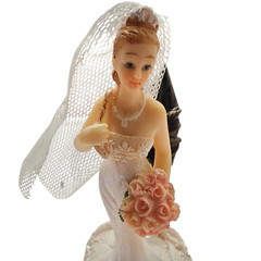 Funny Wedding Cake Topper, Bride Tied Up Groom Couple Figurine, 2.6 x 4.6 x 2.3″