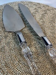 Vintage Wedding 2 Pc Hostess Set – Stainless Steel, Diamond Cut Acrylic Handles