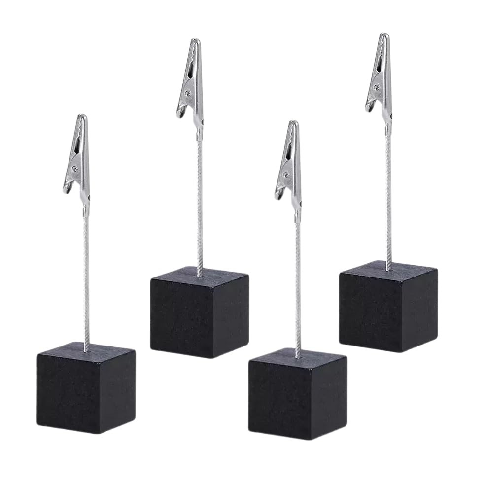 4Pcs Memo Clip Holders Stand with Alligator Clasp Pictures Card M, Black