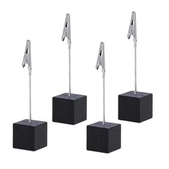 4Pcs Memo Clip Holders Stand with Alligator Clasp Pictures Card M, Black