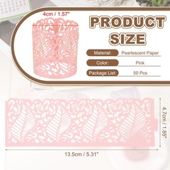50Pcs Candle Wraps Decorate Tea Light Wrap Leaf Pattern Pink