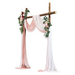 Uimoso Artificial Wedding Arch Flowers Kit with Drapes Kit Deluxe White Pink