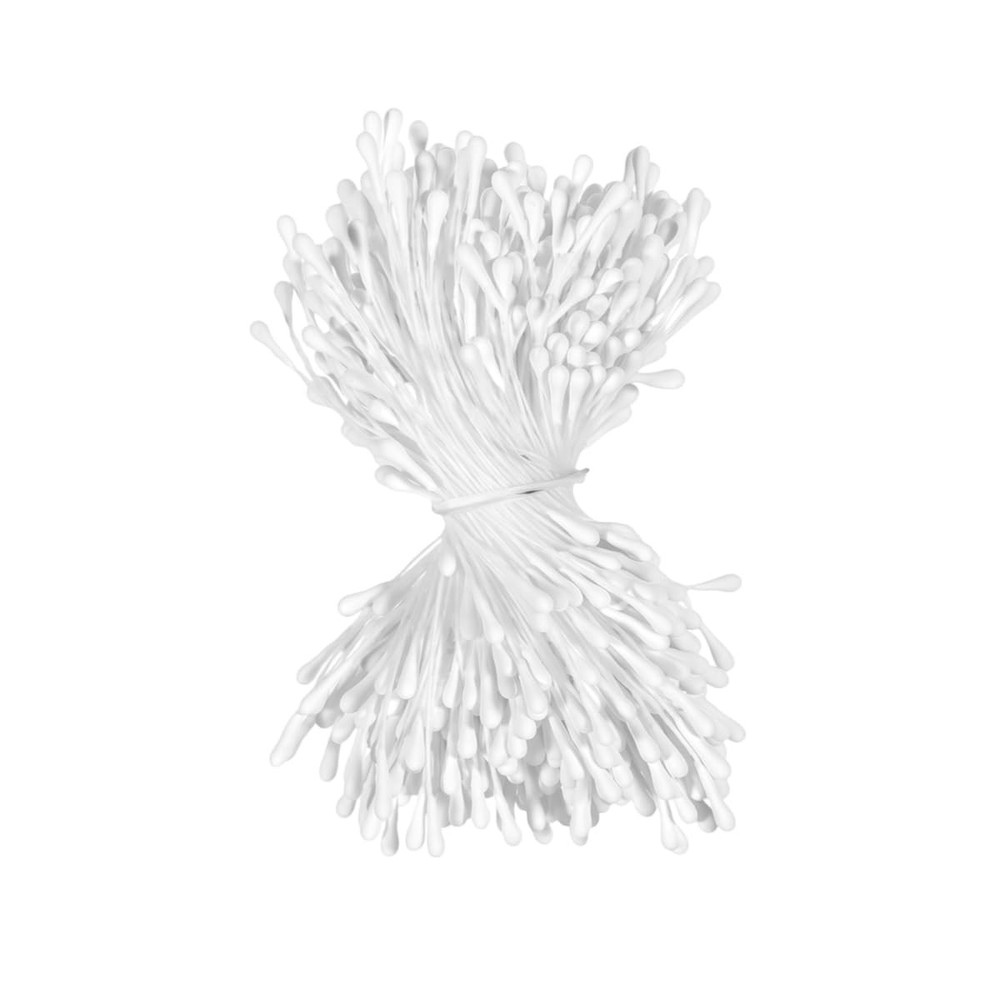 400 PCS 552.5mm Mini White Double Head Flower Stamen Artificial Floral Craft