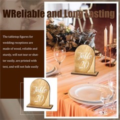 20 Pcs Wedding Wooden Table Numbers with Wooden Base Rustic Wedding Centerpieces