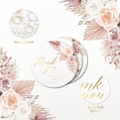 Boho Beige Floral Wedding Thank You Labels Thank You for Celebrating with Us