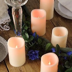 5 pcs 4″ 5″ 6″ tall Ivory LED Pillar Candles Lights Remote Control Party Sale