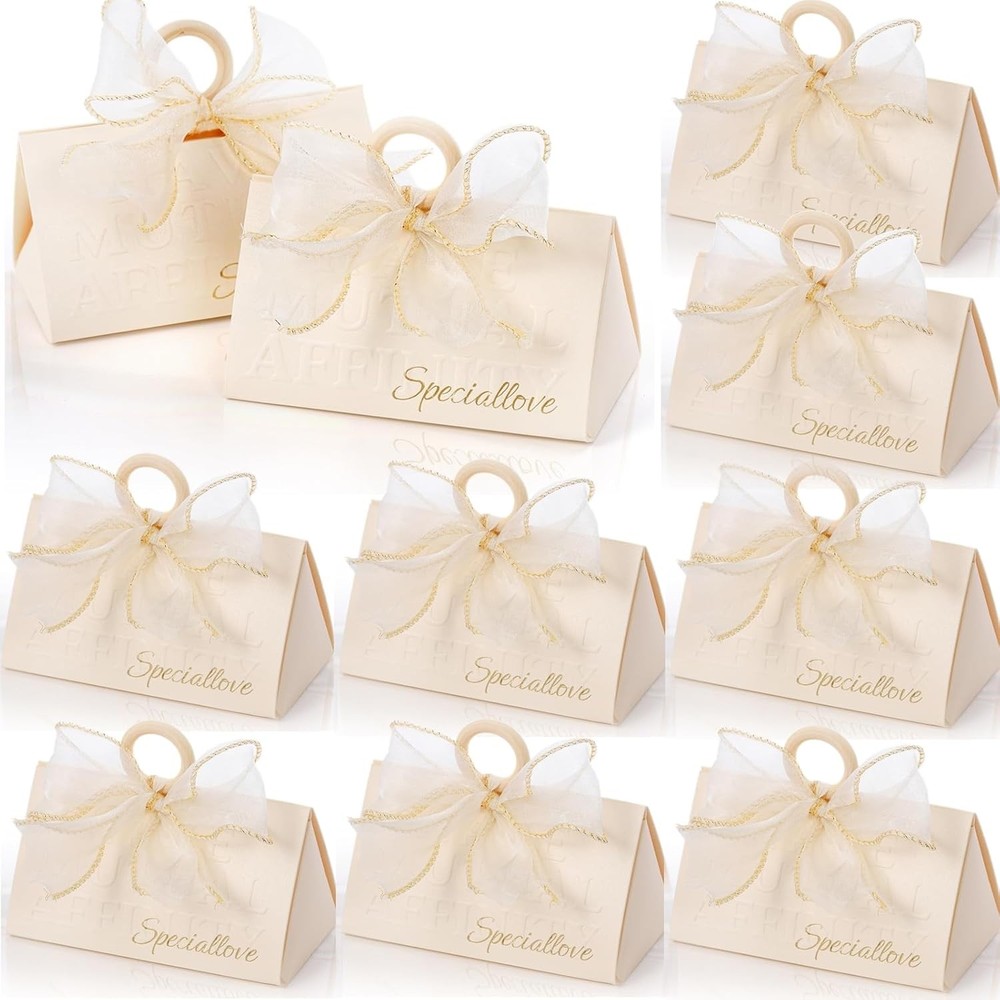30 Pack Wedding Favor Boxes Small Gift Boxes Guest W/ Handle White Elegant