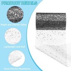 Tulle Fabric Rolls 6″ by 50 Yards Fabric Spool Tulle for DIY, Black-silver