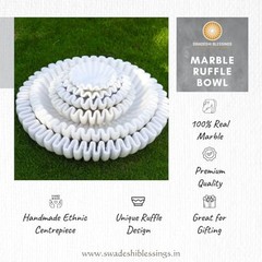 HandCrafted Marble Ruffle Bowl/Antique Scallop Bowl/Fruit 7 Inches