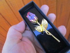 Choice Crystal Gold Stem Pink Rose Bridal Shower Wedding Favor!!