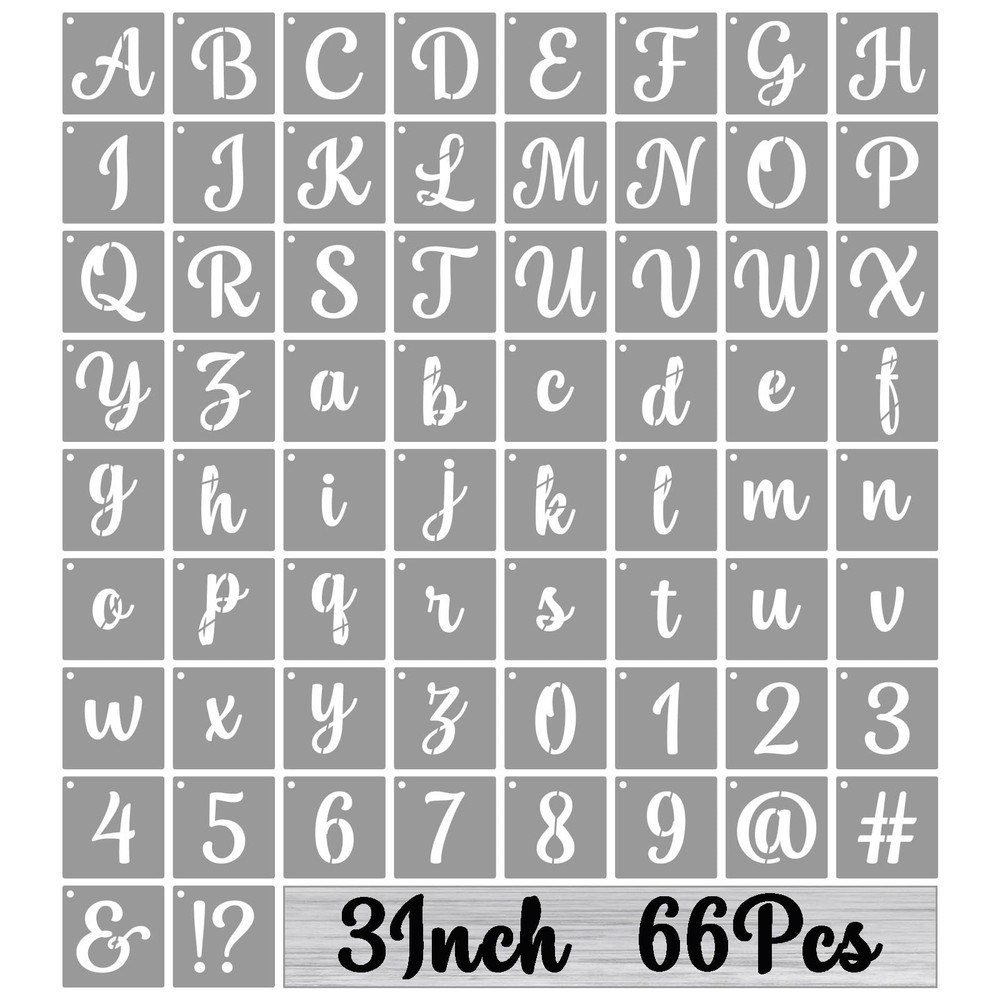 BAMIDELE 3 Inch Alphabet Letter Stencils for Painting, 66 Pcs Reusable Plasti…