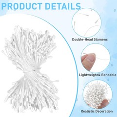 400 PCS 552.5mm Mini White Double Head Flower Stamen Artificial Floral Craft