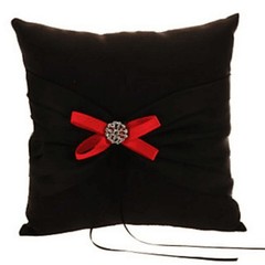 Wedding Ring Pillow Wedding Ring Cushion Ring Bearer Pillow，Black & Red，7.8 7…