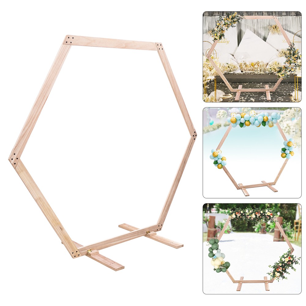 Wedding Arch Hexagon Wooden Arch for Ceremony Hexagon Arch Backdrop Stand Event