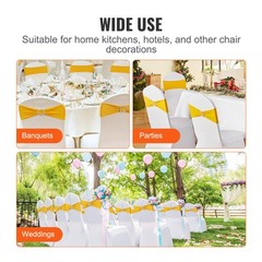 VEVOR 50PCS Gold Stretch Spandex Chair Sashes Elastic Band Wedding Party Dining