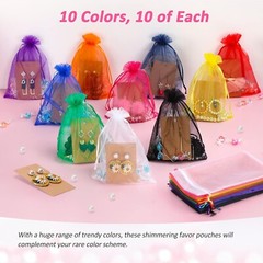 10 Colors Organza Drawstring Gift Bags for Jewelry Party Wedding Multicolor