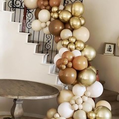 Brown and Gold Balloons – 60PCS 12 Inch Set with Metallic Gold Confetti, Latex