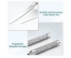 4 Piece Champagne Flutes and Cake Knife Server Set, Bride and Groom Toasting …