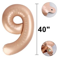 40 Inch Caramel Balloon,Jumbo Mylar Foil Helium Balloon Number 9 Caramel Brown