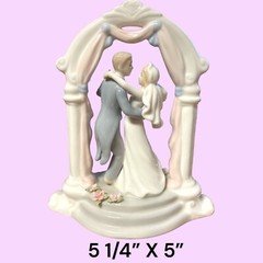 2002 Porcelain Bride Groom Wedding Cake Topper 5 1/4” X 5”