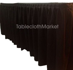 4′ ft. Fitted Table Skirting Cover w/ Top Topper Single Pleated Trade show BLACK