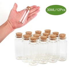 YTZOOLL 12Pcs/Set 30ml Glass Bottles Cork Stoppers DIY Decoration 30ml-12pcs