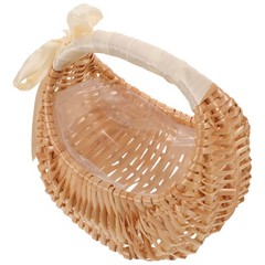 Reusable Woven Willow Flower Basket for Ceremony with Large Capacity and Handle