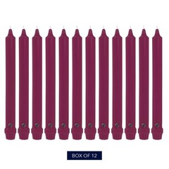 Colonial Candle Unscented Taper Candles, Mulberry, 10-inch, 12-Pack