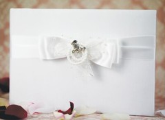 Western Wedding Guest Book, White Lasso with Silver Cowboy Boot Charm