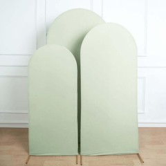 Set of 3 Sage Green Spandex Arch Covers Fitted Round Backdrop Stand Decor