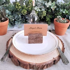 Supla 20 Pcs Rustic Wood Place Card Holders Wooden Table Numbers Holder Brown
