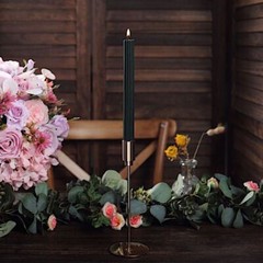 HUNTER GREEN 5 Ribbed Design 9″ Unscented Premium Wax Taper CANDLES Party